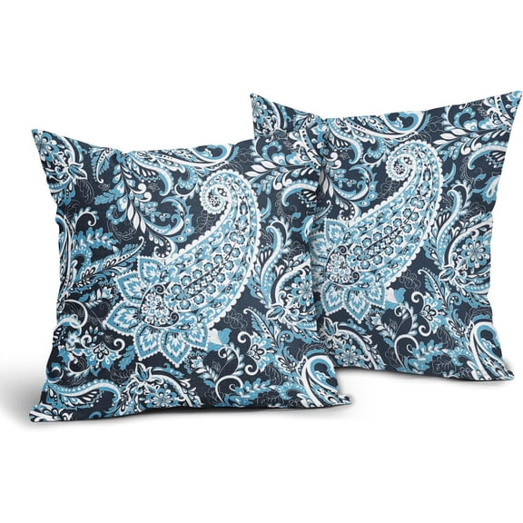 Chinoiserie Pillow Covers 18x18 Inch Pack of 2 Blue and White Throw Pillow Covers Modern Outdoor Floral Pillowcase Square Linen Cushion Cover for Bedroom Sofa Couch Home Decor