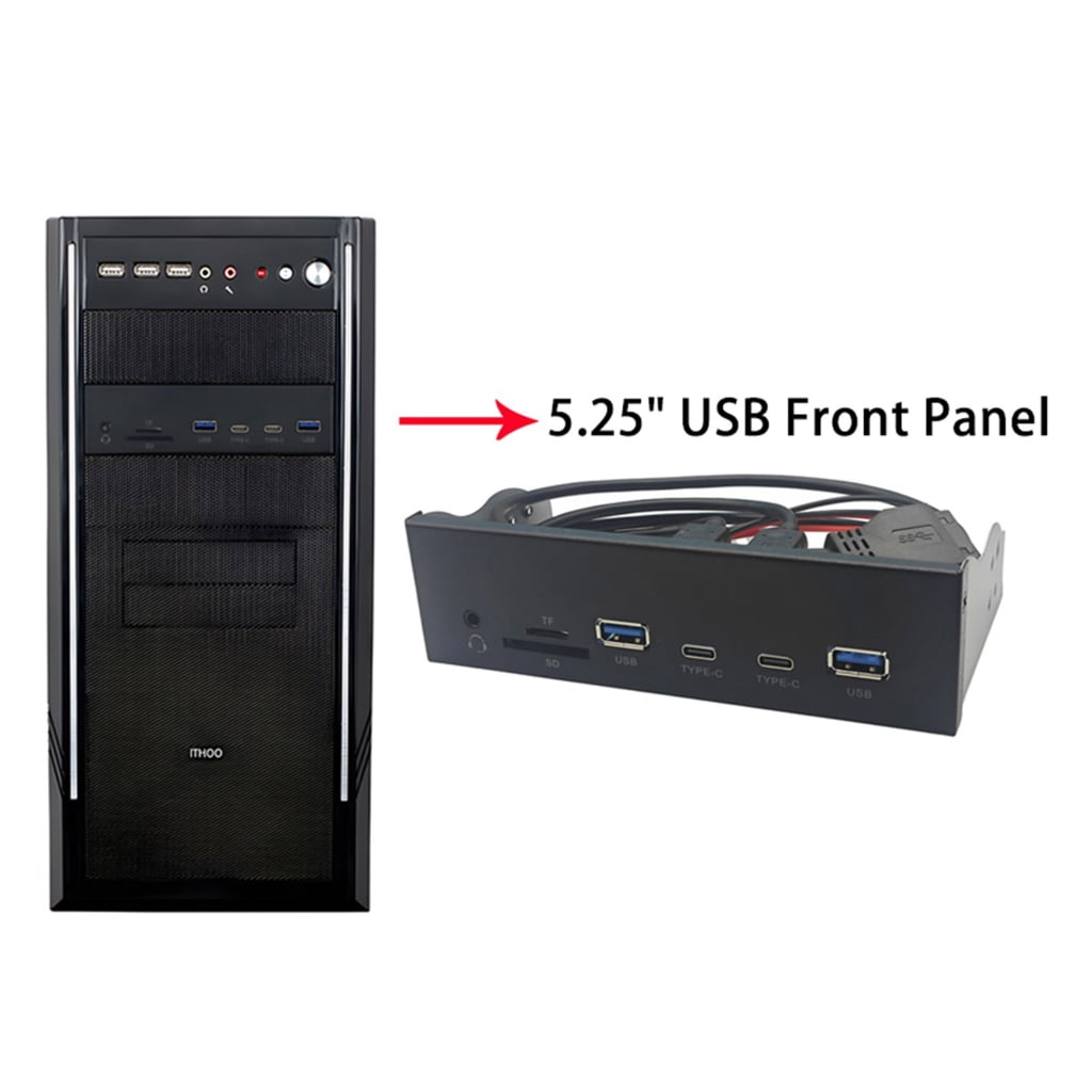 WINDLAND Industrial 5.25Inch USB3.2 Gen1 Front Panel HUB 5Gbps 19PIn to USB A Port Type C And Auditory Port and Card Reader