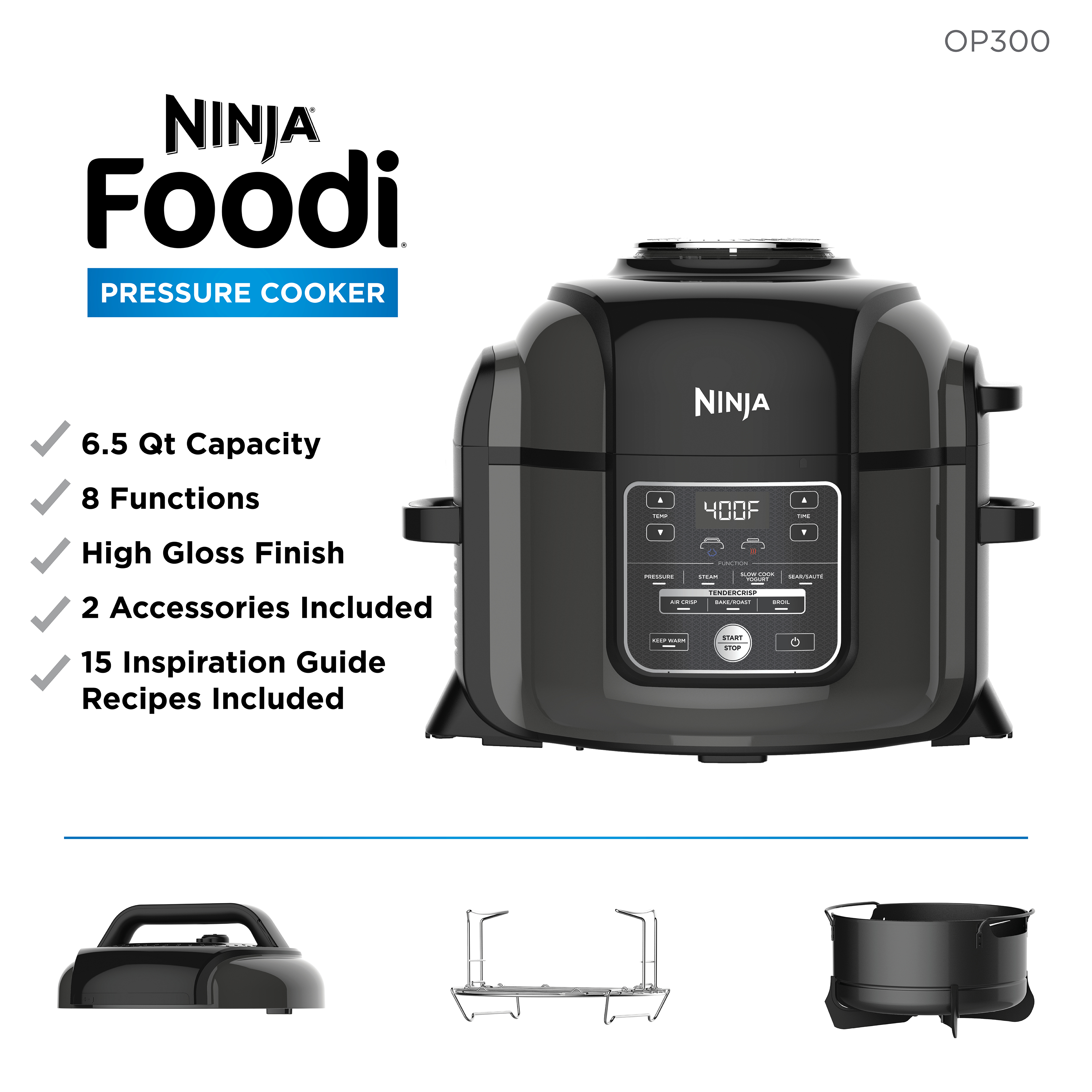 Ninja® Foodi TenderCrisp 8-in-1 6.5-Quart Pressure Cooker, OP300 - image 7 of 13