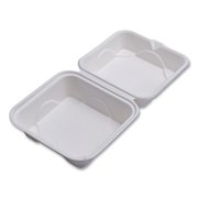 Eco-Products EP-HC6NFA Vanguard 6 in. x 6 in. x 3 in. Renewable and Compostable Sugarcane Clamshells - White (500/Carton)