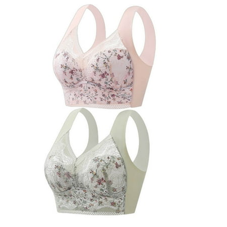 Itsame 2 Pack Everyday Casual Bra Set Womens Full Support Bra Wireless Comfort Bralette Multicolor Size L