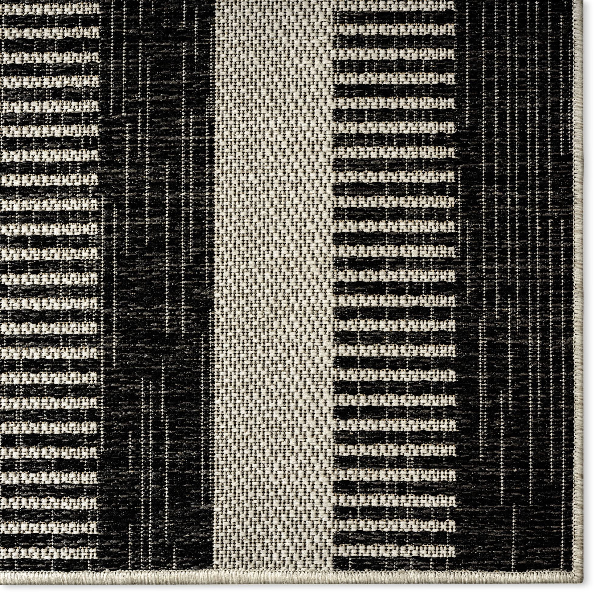 Nicole Miller New York Patio Country Charlotte Modern Striped Indoor/Outdoor Area Rug, Black/Grey, 5'2"x7'2"