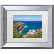 Trademark Fine Art 'Kilauea Lighthouse' Canvas Art by Pierre Leclerc, White Matte, Silver Frame