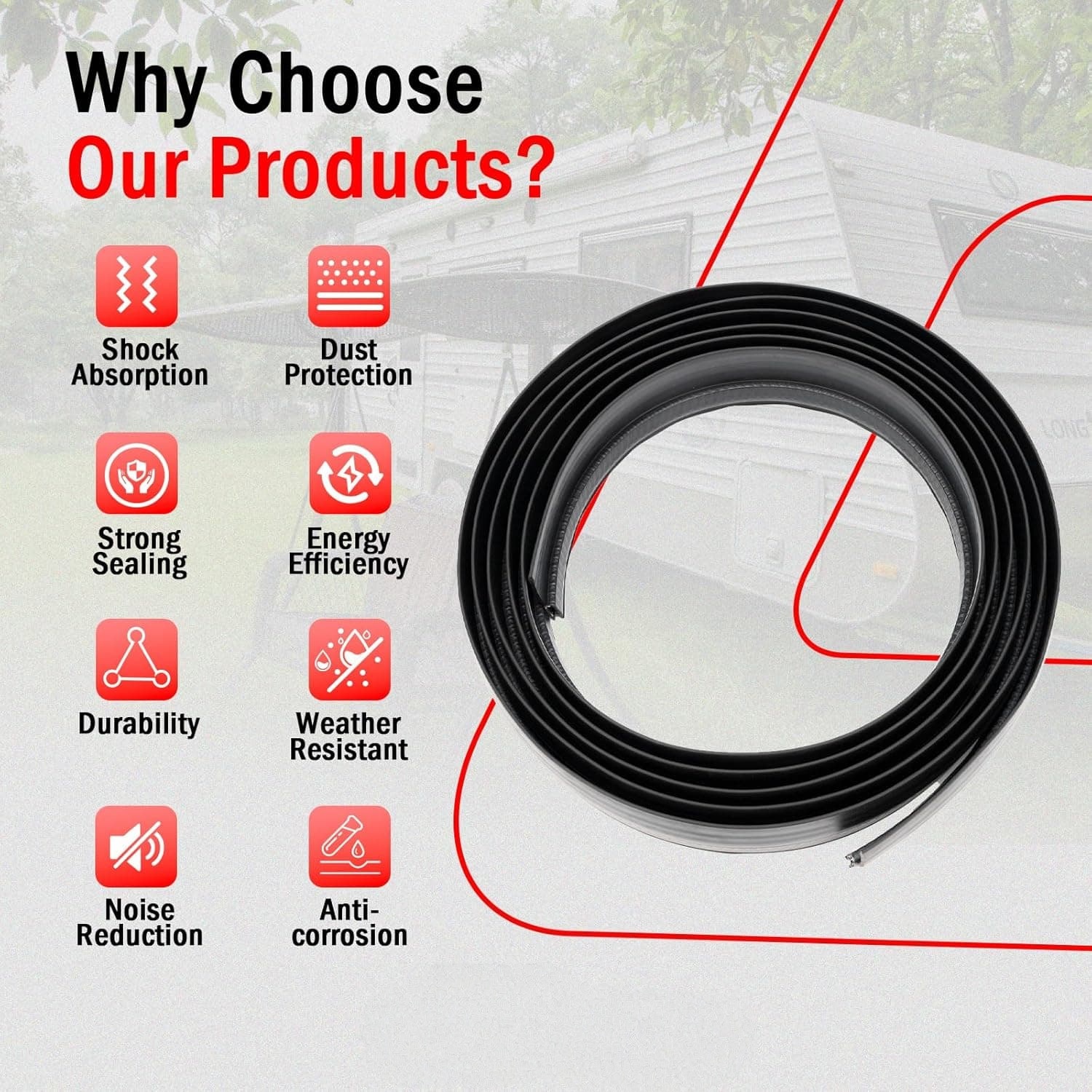 018-546 RV Slide Out Clip Rubber Seal Weather Stripping with 2 Wiper is Suitable for RV Camper Door Window Channel (15 Ft)