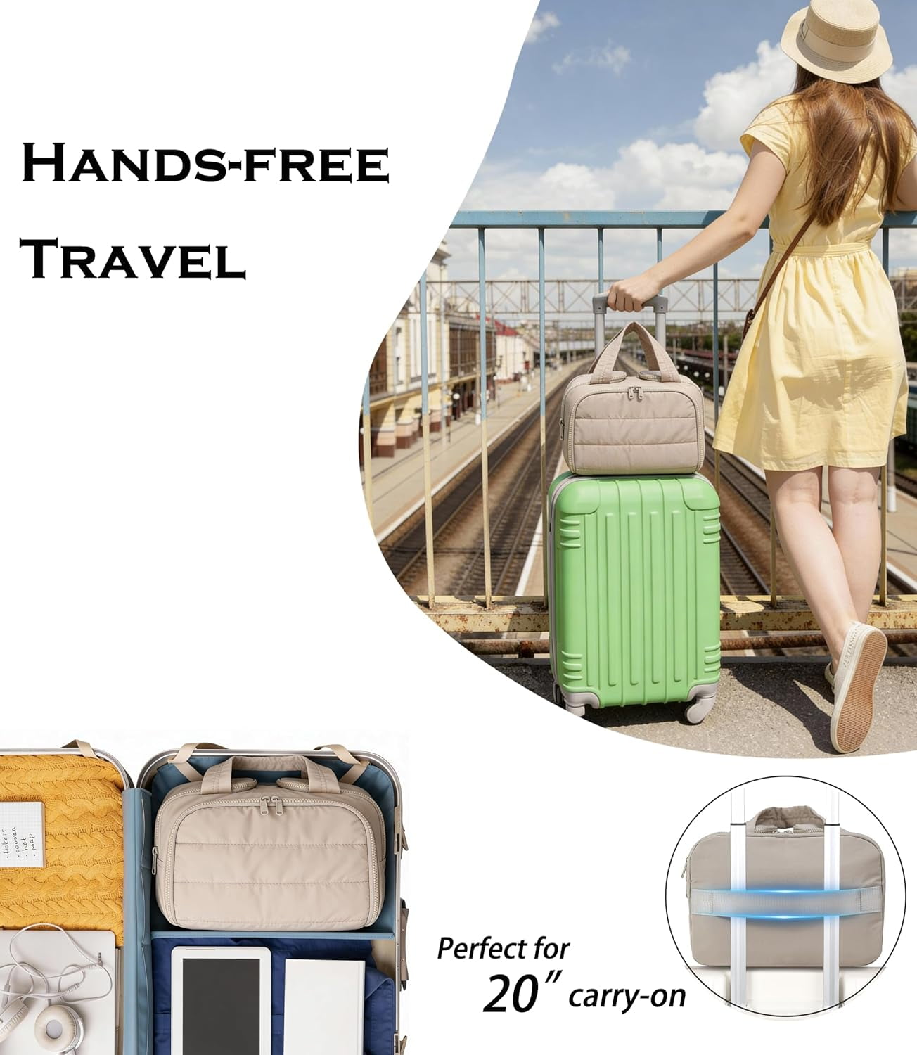Cloud Carry Bag,Travel Toiletry Bag for Women, Large Puffy Cosmetic Bag with Wet-Dry Separation and Multiple Pockets for Organized Essentials