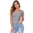 thumbnail image 1 of Camiseta de Canalé Entallada para Mujer, Gris, Talla XXL, 1 of 9