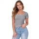 thumbnail image 1 of Camiseta de Canalé Entallada para Mujer, Gris, Talla XL, 1 of 9