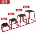 thumbnail image 2 of Plyometric Jump Box Set – 4-in-1 Heavy Duty Steel – Stackable Step Up Platform – Non-Slip Rubber – Home Gym – Strength, Conditioning & Plyo – 12-30" – Red, 2 of 7