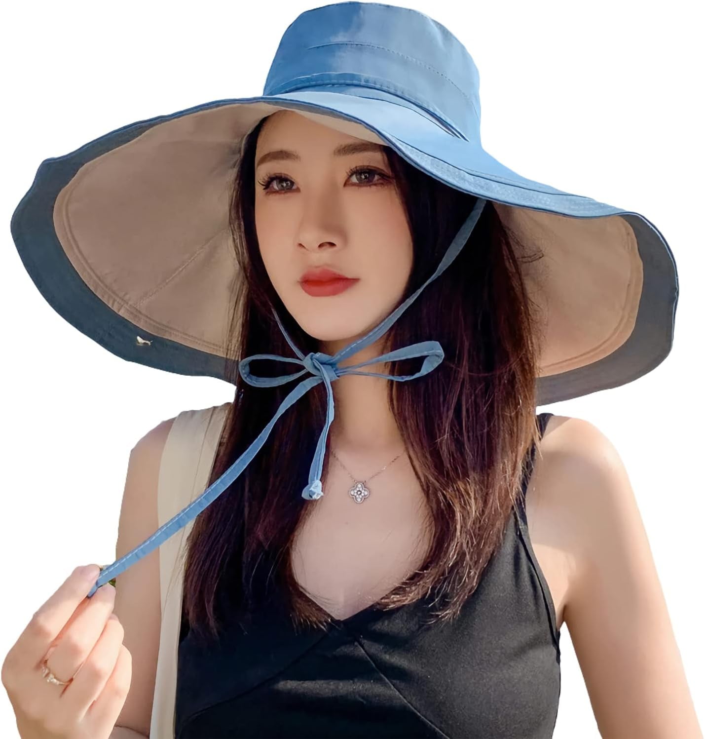Zhengup Super Wide Brim Women Sun Hat Cotton Floppy Packable