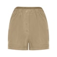 thumbnail image 4 of Summer Clearance 2025! Womens Plus Size Pants,Women's Summer Cotton And Linen Solid Color Ruffled Loose Button Shorts With Pockets, 4 of 5