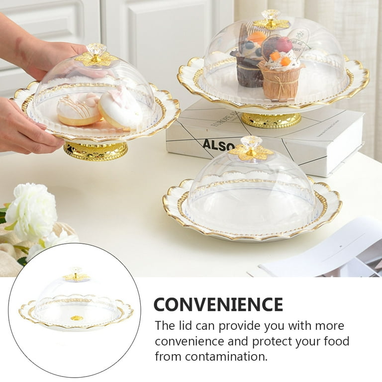 1 Set of Ceramic Cake Plate with Cover Dessert Cake Stand Party Cake Plate Walmart