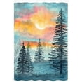 thumbnail image 3 of Watercolor Forest Camper RV Shower Curtain for Travel Trailers Bathroom, Blue and Grey Woodland Tree Country Camping Fabric Shower Curtains Set, Natural Landscape Decor Accessories with Hooks 36X72, 3 of 6