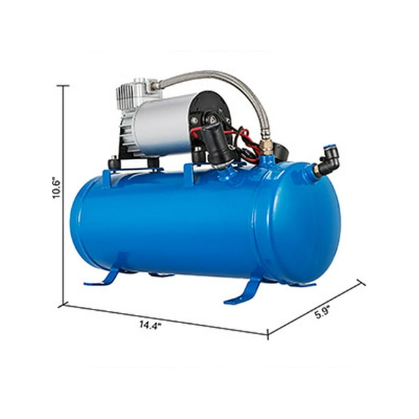 VEVOR 12V Train Horn Air Compressor with Tank 150PSI Air Car Compressor  Portable Tire Inflator with 6 Liter Tank 1.6 Gallon for Train Horns  Motorhome Tires