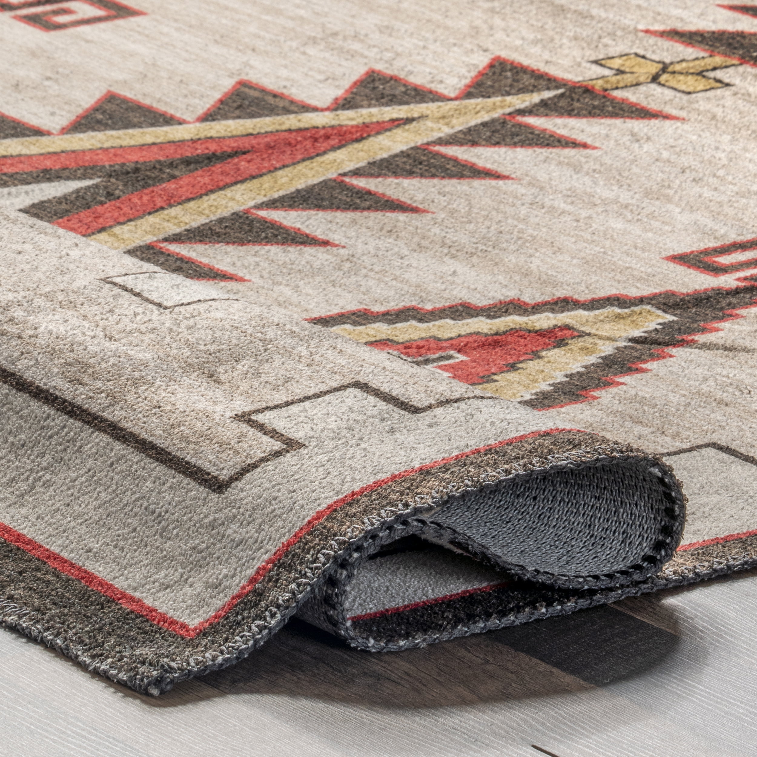nuLOOM Elora Southwestern Machine Washable Area Rug, 4' x 6', Ivory