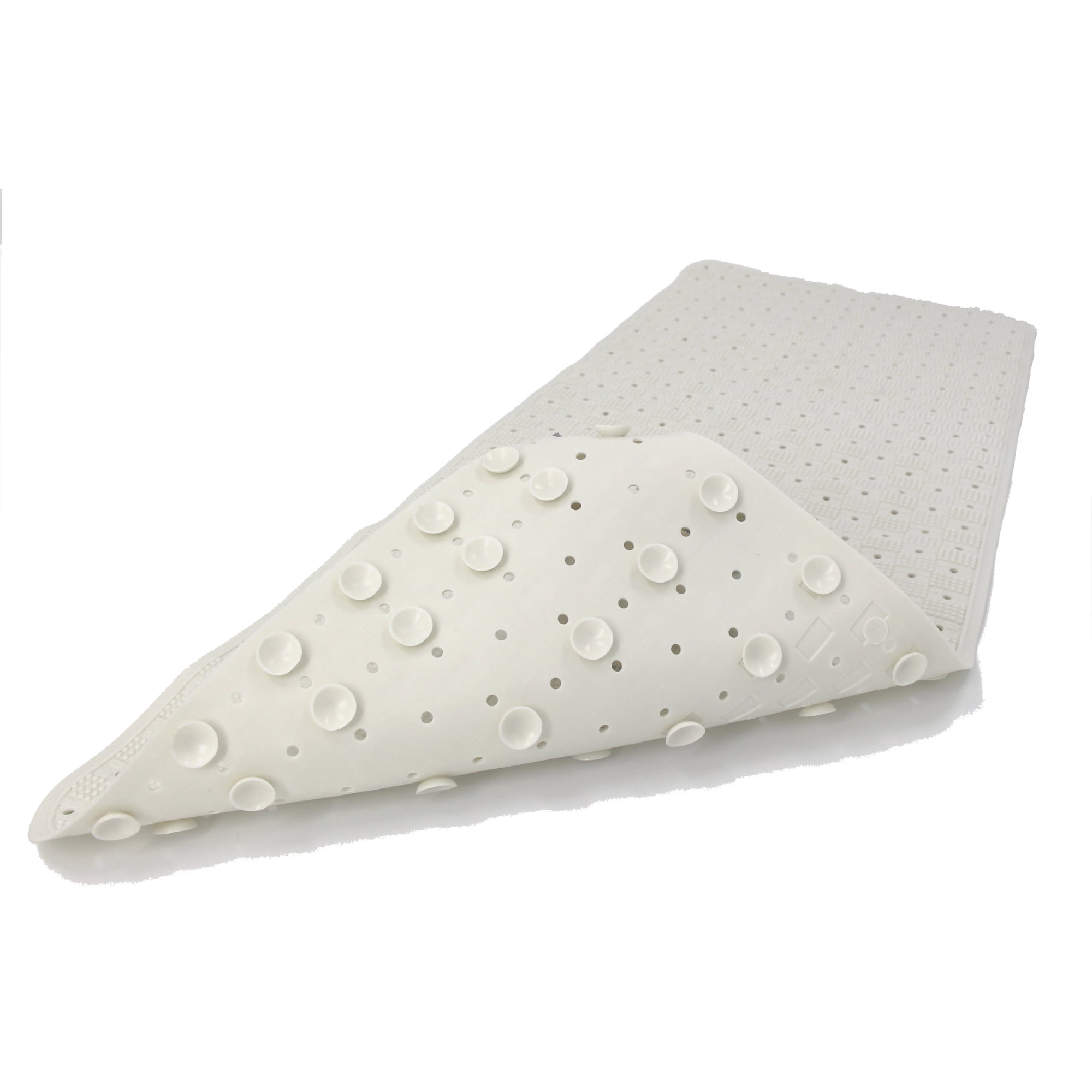 SafeLand Patented Non-slip Bath, Shower and Tub Mat, 36x14 Inch, TPR Material, Eco-Friendly, XL Size, Machine Washable, Extra-Soft, Powerful Gripping Suction Cups, Drain Holes, Classic Tile-White