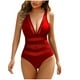 thumbnail image 2 of Trajes de baño de una pieza para mujer, traje de baño de bikini con tirantes y espalda descubierta de color liso para mujer, 2 of 3