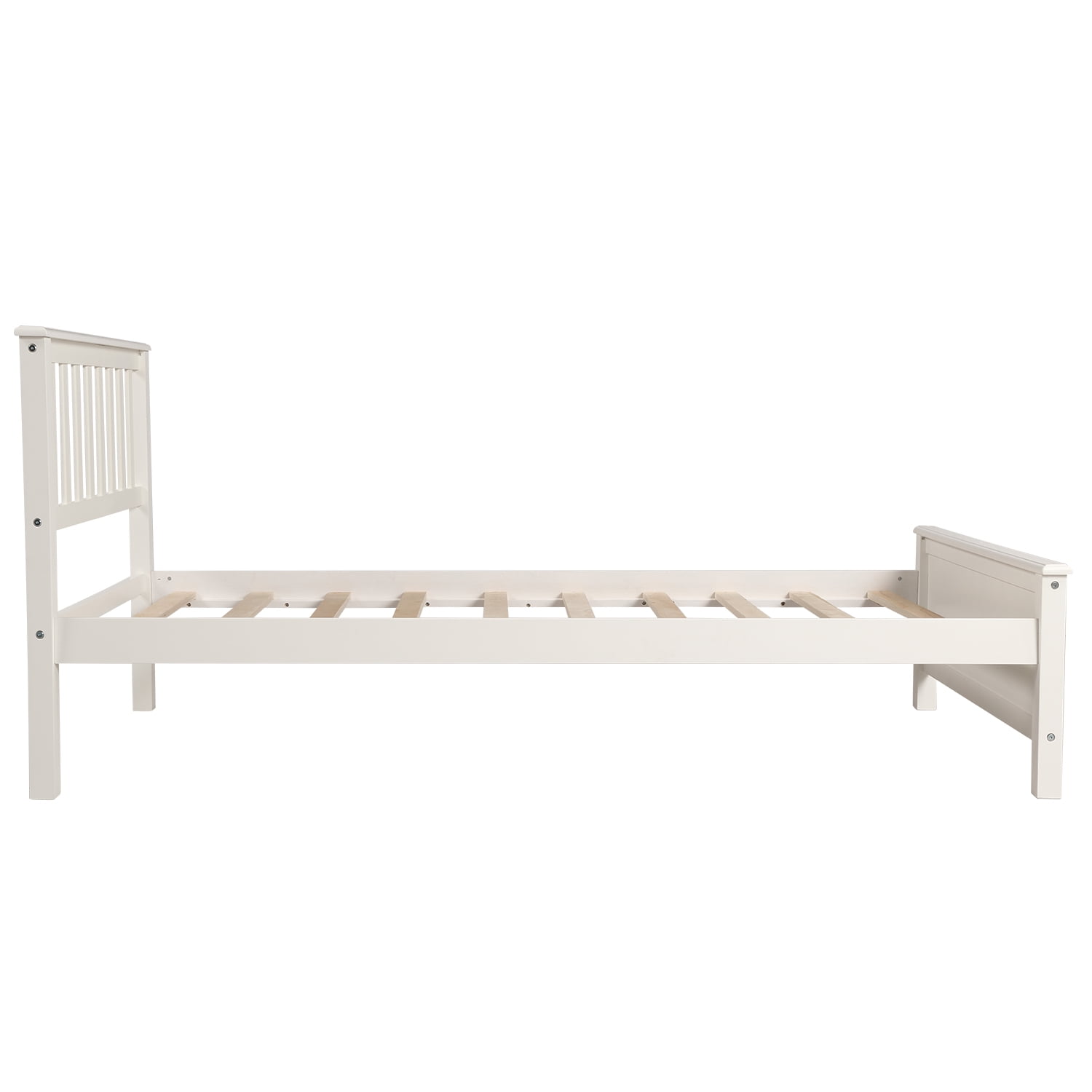 Kepooman Twin Size Wood Platform Bed Frame with Headboard & Footboard for Bedroom, 79.75"L X 43"W X 36.75"H, White Kepooman Twin Size Wood Platform Bed Frame with Headboard & Footboard for Bedroom, 79.75"L X 43"W X 36.75"H, White