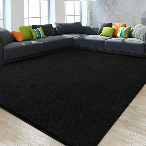 5x8 Feet Black Thickened Memory Foam Indoor Minimalist Carpet