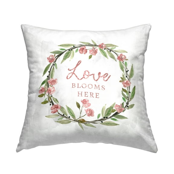 Stupell Industries Sentimental Rose Bud Wreath Decorative Printed Throw Pillow Design by Carol Robinson.