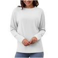 thumbnail image 2 of Generic Women Long Sleeve Shirts Basic Crewneck Tee Tops Casual Workout Fashion Casual Y2K Clothes Loose Fit Tunic Tops, 2 of 6