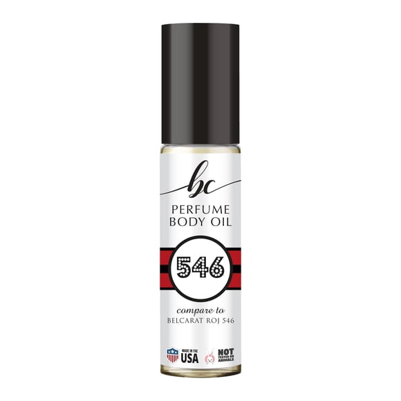 BIOCURA BC Perfume 546 Inspirado en Belcarat Roj 546 para mujeres y hombres Réplica de fragancia Aceite corporal Dupes Sin alcohol Tamaño de viaje Roll-On de larga duración 0.3 Fl Oz/10 ml