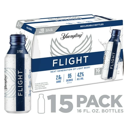 Yuengling FLIGHT Light Beer, 15 pack, 16 fl oz Aluminum Bottles, 4.2% ABV Domestic Lager