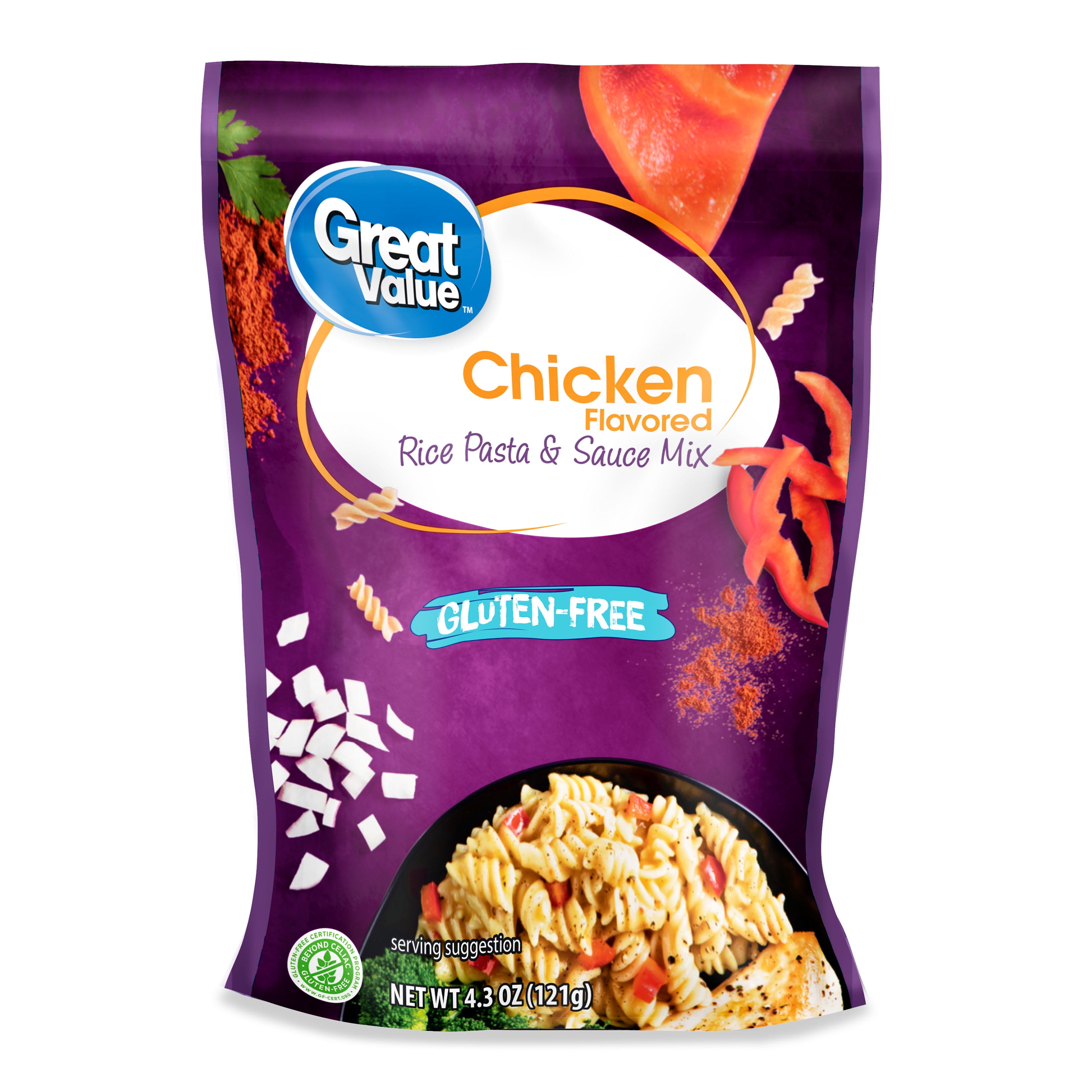 Great Value GlutenFree Chicken Flavored Rice Pasta & Sauce Mix, 4.3 oz
