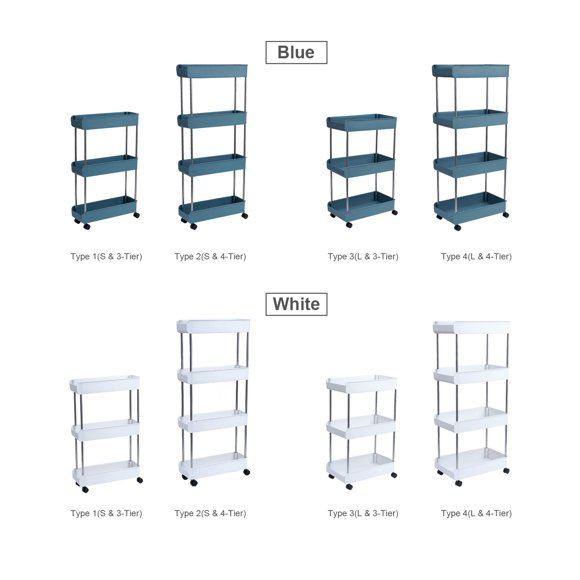 Kitchen 3-Tier Rolling Utility Cart with Wheels Hanging Hook Multifunctional Storage Organization Shelves Portable Standing Shelf Service Cart Trolley for Kitchen Bathroom Office