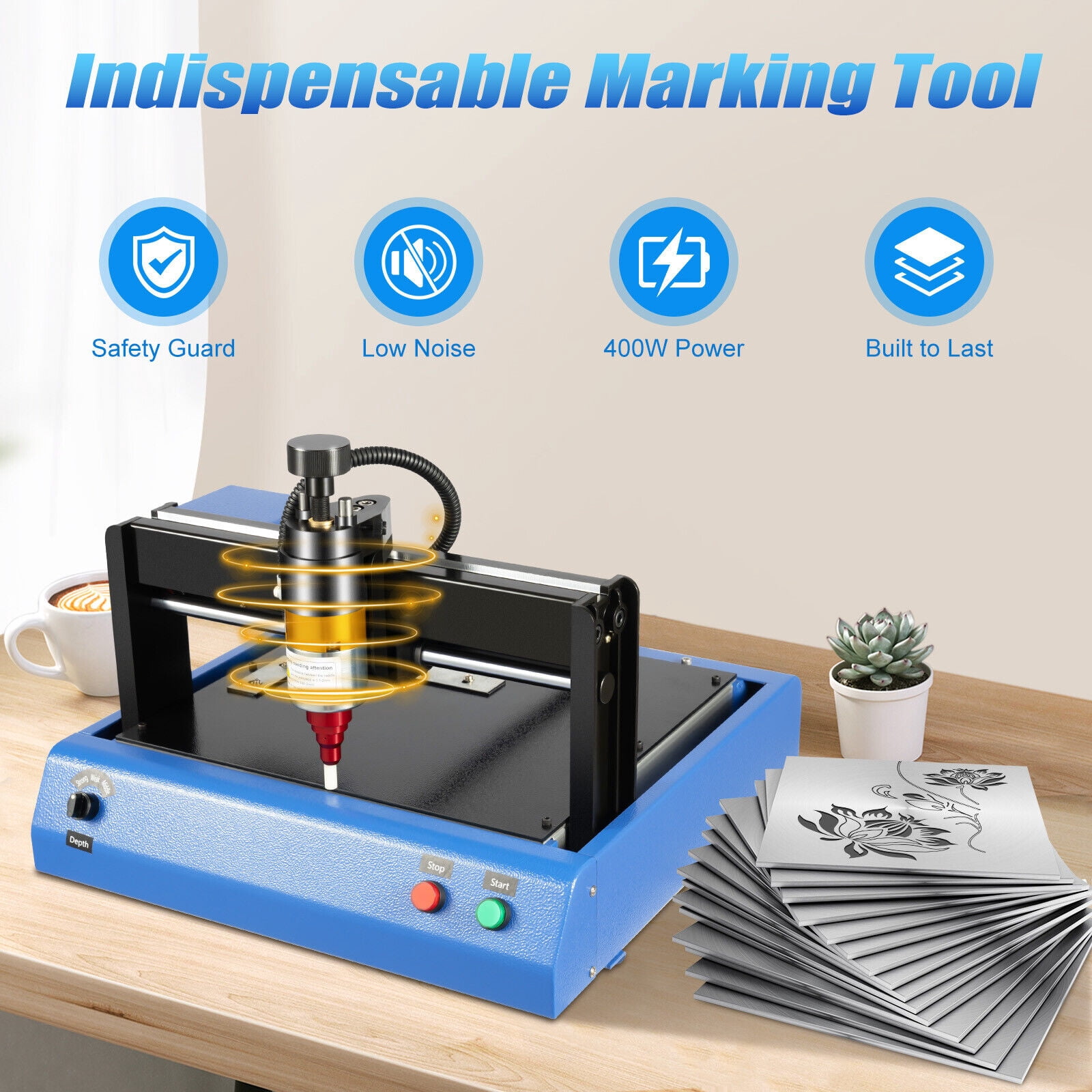 For Number Letter Label Electric Metal Marking Machine Dot Peen 200x150mm 110V