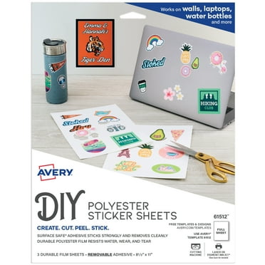 Avery DIY Polyester Sticker Sheets, 8.5" x 11", 3 Total (61512)