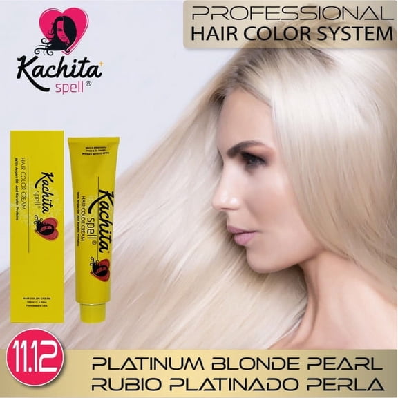 Permanent Hair Dye Platinum Blond Pearl 11.12 Kachita Spell 3.52 oz 100 mL Professional Hair Color Cream with Keratin and Argan Oil, 100% Gray Coverage