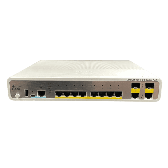 Restored Cisco 3560CG WS-C3560CG-8PC-S 8 Port PoE+ IP Base Switch (Refurbished)