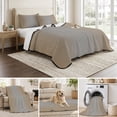 thumbnail image 6 of Queen Quilt Set 90''x96'', Beige Gray Ombre Lightweight Summer Bedspread Coverlet Set with 2 Pillow Shams, Modern Gradient Abstract Art Breathable All Season Quilt Bedding for Bedroom/Guest Room, 6 of 9