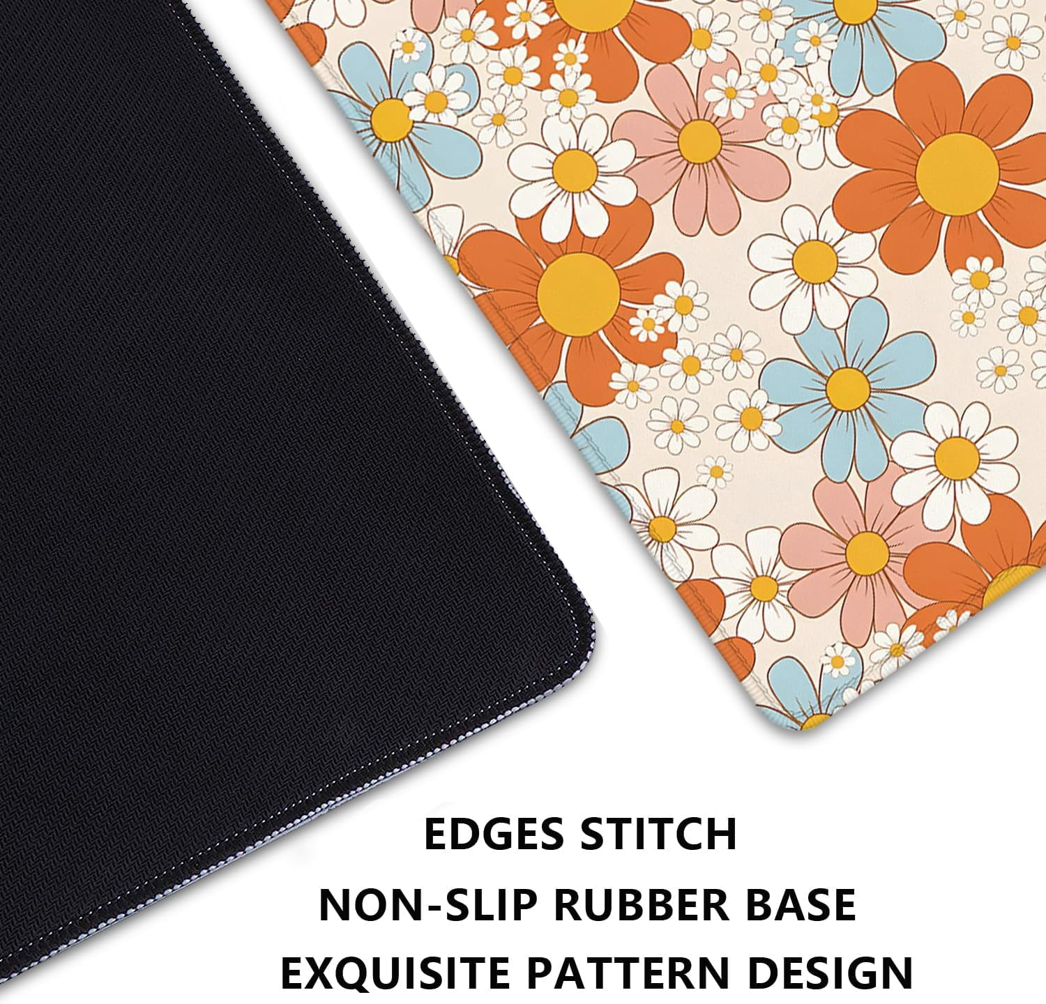 Vintage Floral Mouse Pad Daisy Desk Pad,Retro Flower Mouse Mat,Floral Desk Pad,Mouse Pad for Desk,Desk Mat for Desktop,Keyboard and Mouse Pad,Gaming Mouse Pad Mousepad for Computer Office Home Work