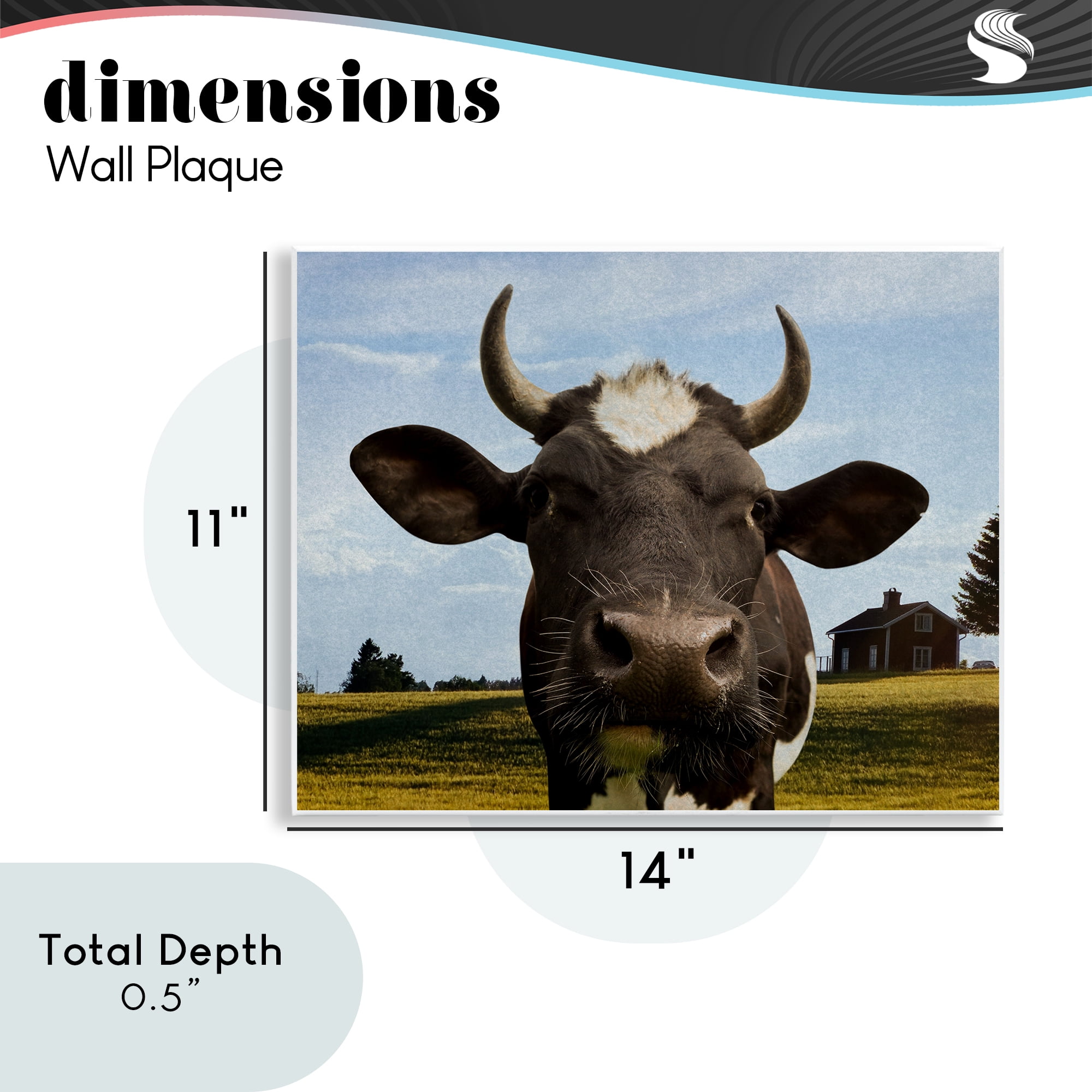 Stupell Industries Farm Cow with Curved Horns Wall Plaque Art, design by Marcus Prime