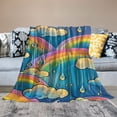 thumbnail image 2 of Rainbow Clouds Raindrop Printed Plush Blanket - Super Soft Flannel Throw Blanket for Couch,Bed,Sofa - Lightweight &amp; Warm,All Seasons  ，Various Size, 2 of 6