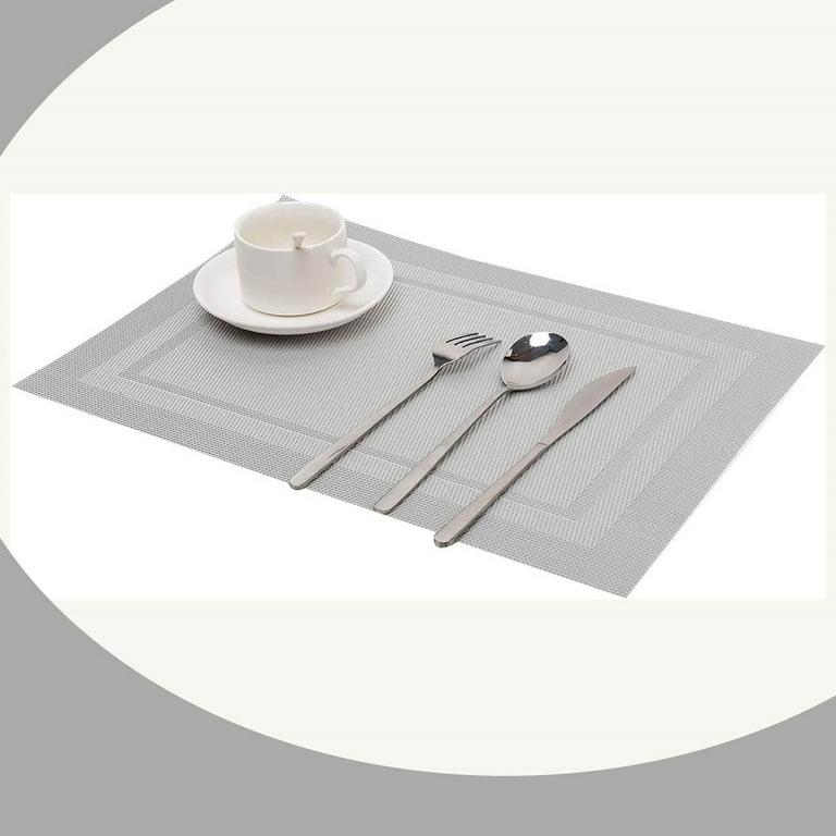 Elegant Placemats for Dining Table Washable Table Mats (Silver, 6