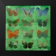 thumbnail image 2 of Jasper, Sisa 12x12 Black Modern Framed Museum Art Print Titled - Butterflies on Green, 2 of 5