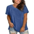 thumbnail image 2 of Dyfzdhu Plain T Shrits for Women Plus Size Round Neck Short Sleeve T Shirt Women; Summer Loose Casual Top. Summer Tops Blue, 2 of 5
