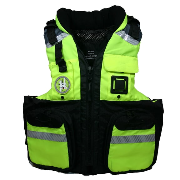 First Watch AV-800 Four Pocket Flotation Vest - Hi-Vis Ye... [AV-800-HV-2XL/3XL]