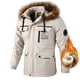 thumbnail image 2 of Parkas de invierno nuevas y cálidas y gruesas de lana para hombre, chaqueta tipo parka con cuello de piel y capucha impermeable, abrigo informal de moda de otoño para hombre, 2 of 4