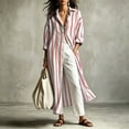 thumbnail image 4 of Bxsruta Womens Maxi Shirt Dress Long Sleeve Button Down Casual Casual Vacation Beachwear, 4 of 8