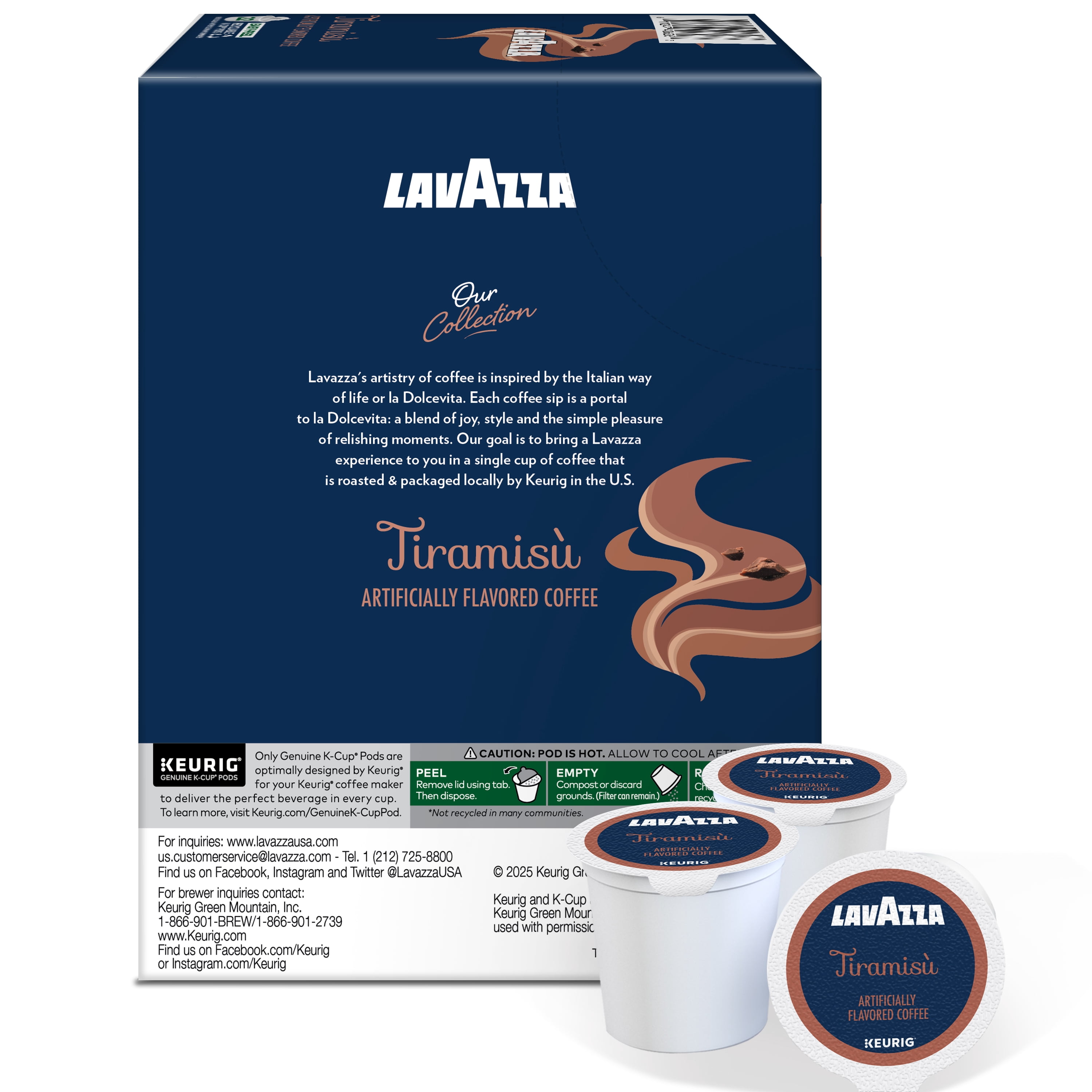 Lavazza Tiramisu Keurig K-Cup® Pods, Light-Medium Roast, 100% Arabica (88 Pods)