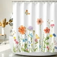 thumbnail image 3 of Floral Shower Curtain Flower Shower Curtain Butterfly Shower Curtain for Bathroom Colorful Shower Curtain with 12 Hooks Decorative Watercolor Flowered Pretty Plant Shower Curtain, 72"Wx84"H, 3 of 6