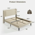 thumbnail image 5 of Bedroom Set - Includes Beige Queen Bed Frame and White Nightstands with LED Lights, White Lighted Vanity and Hall Tree for Modern Home Furniture Decor, 5 of 16
