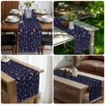 thumbnail image 5 of Navy Blue Botanical Wildflowers Table Runner 70 Inches Long, Rustic Floral Cotton Linen Table Runners Dresser Scarves, Decorative Fabric Tabletop Scarf Furniture Cover for Home Dinner Party 13"x70", 5 of 9