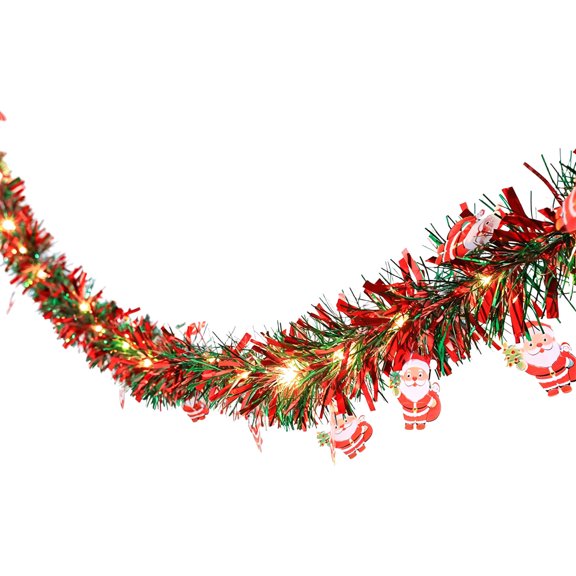 YingYouFu Red Green Christmas Metallic Tinsel Twist Hanging Garland with Snowflake for Xmas Tree Decorations Home Mantle Stair Railing New Year Indoor Outdoor Decorations