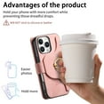 thumbnail image 5 of for iPhone 12 Pro / 12 Detachable Wallet Case with Card Holder, 2 in 1 PU Leather Flip Folio Case with RFID Blocking Magnetic Stand Removable Shockproof Phone Cover with Ring Holder, Pink, 5 of 11