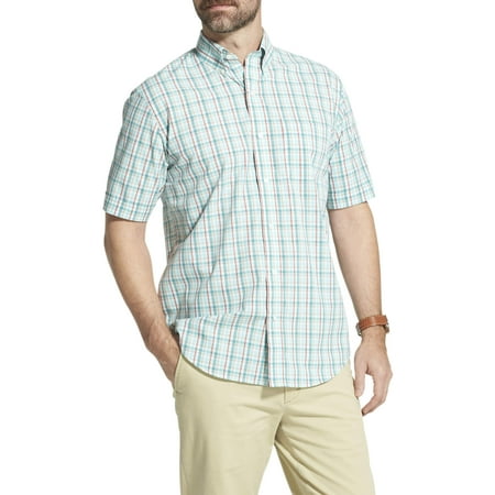 - Men's Big and Tall Arrow Hamilton Poplin Plaid Short Sleeve Button Down Shirt
