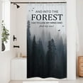 thumbnail image 2 of Small Stall Misty Tree Shower Curtain for Bathroom Decor 36Wx72H Narrow Half Rv Mens Dark Foggy Mountain Woodland Quotes Nature Art Printed Fabric Polyester Waterproof 7 Pack Plastic Hooks, 2 of 6